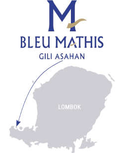 Bleu Mathis sur une carte de Lombok.