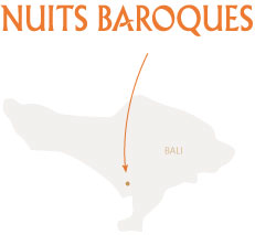 Emplacement du restaurant Nuits Baroques sur une carte de Bali.