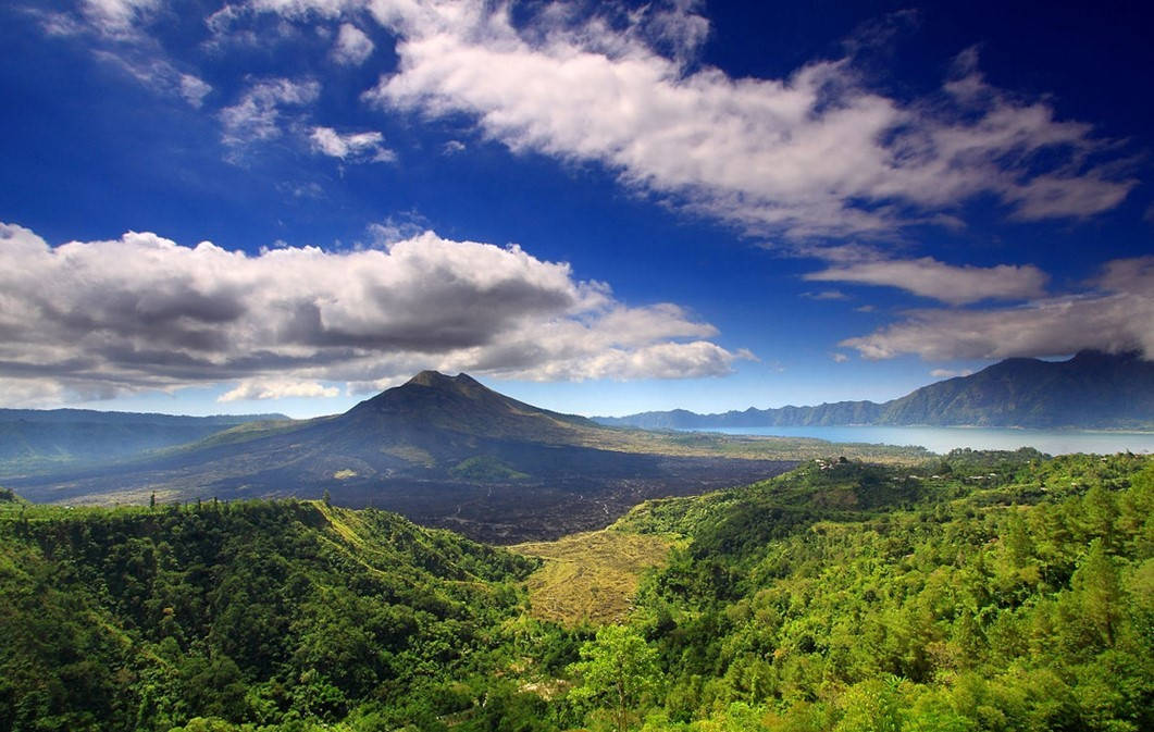 The Batur volcano in Bali.