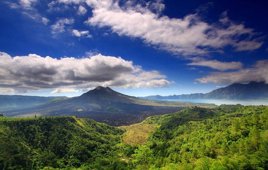 The Batur volcano in Bali.