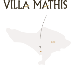 Emplacement de la Villa Mathis sur une carte de Bali.